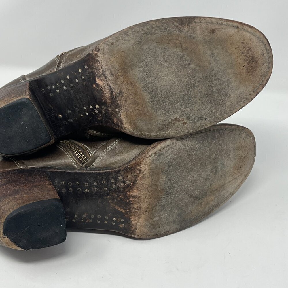 Freebird Austin double-zip leather ankle booties pre-worn 9 grey brown - Picture 7 of 15